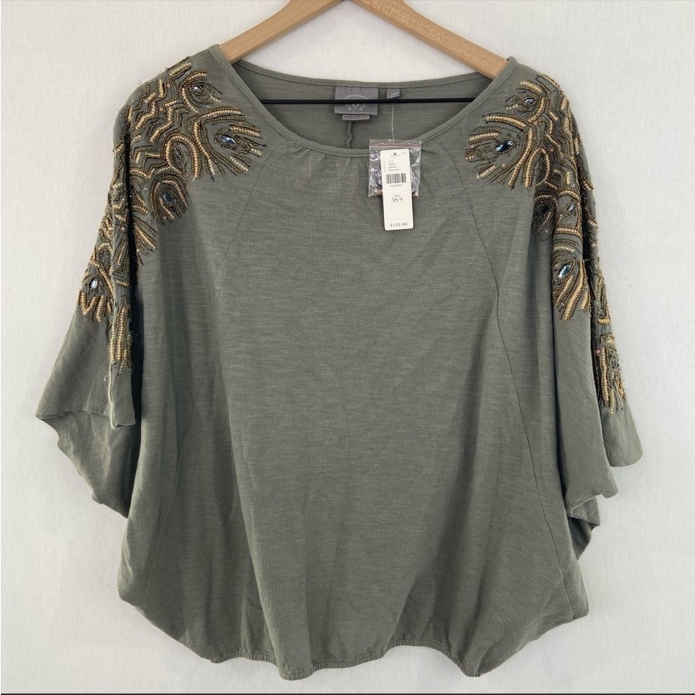 NWT - Anthropologie - Vanessa Virginia sequin and beaded feather cloak top